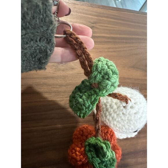Brand New Hand Made Crochet Halloween Fall Ghost Pumpkin Bag Charm - Picture 5 of 8